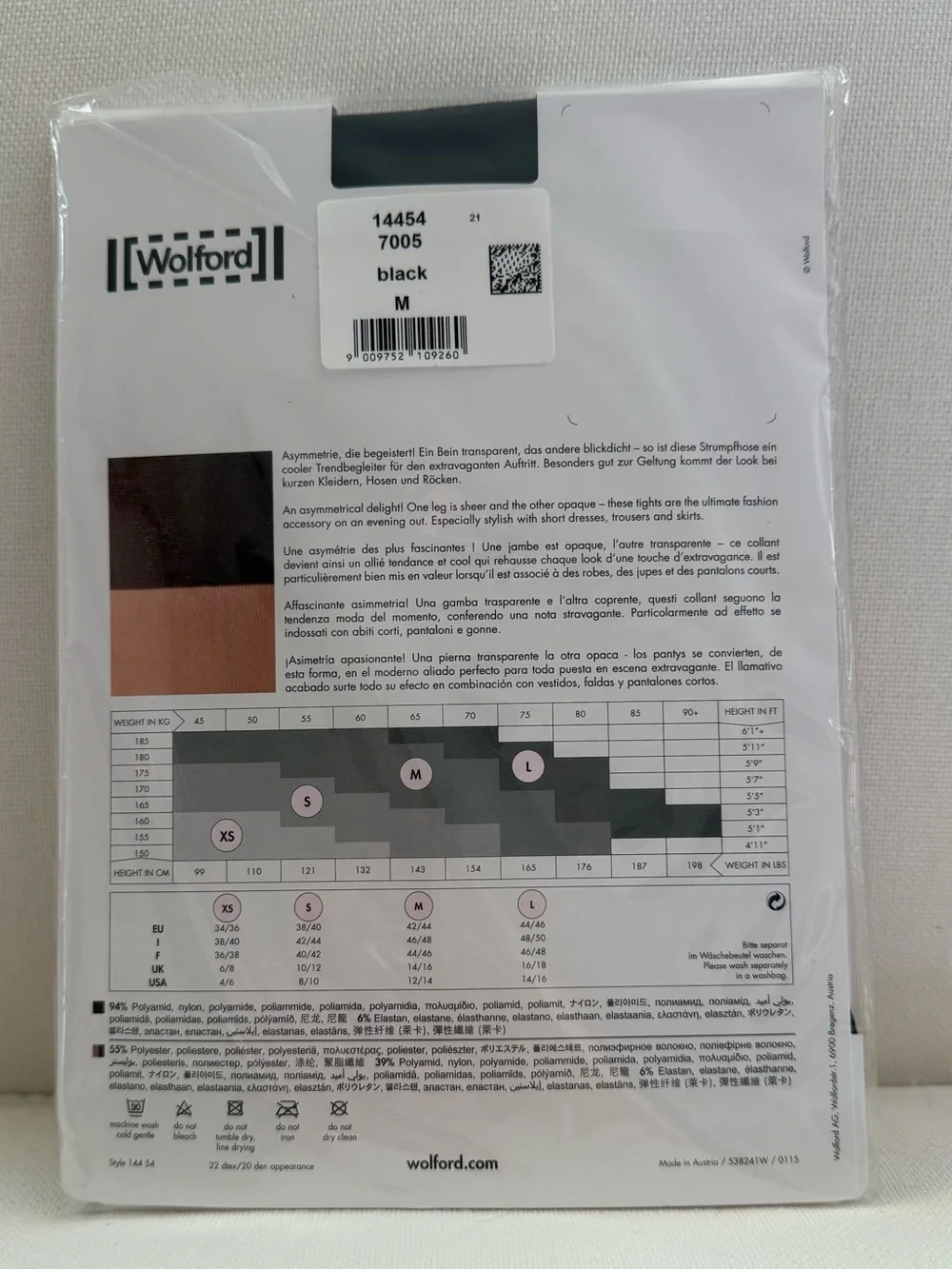 New! WOLFORD IMAGE Black TIGHTS Size MEDIUM